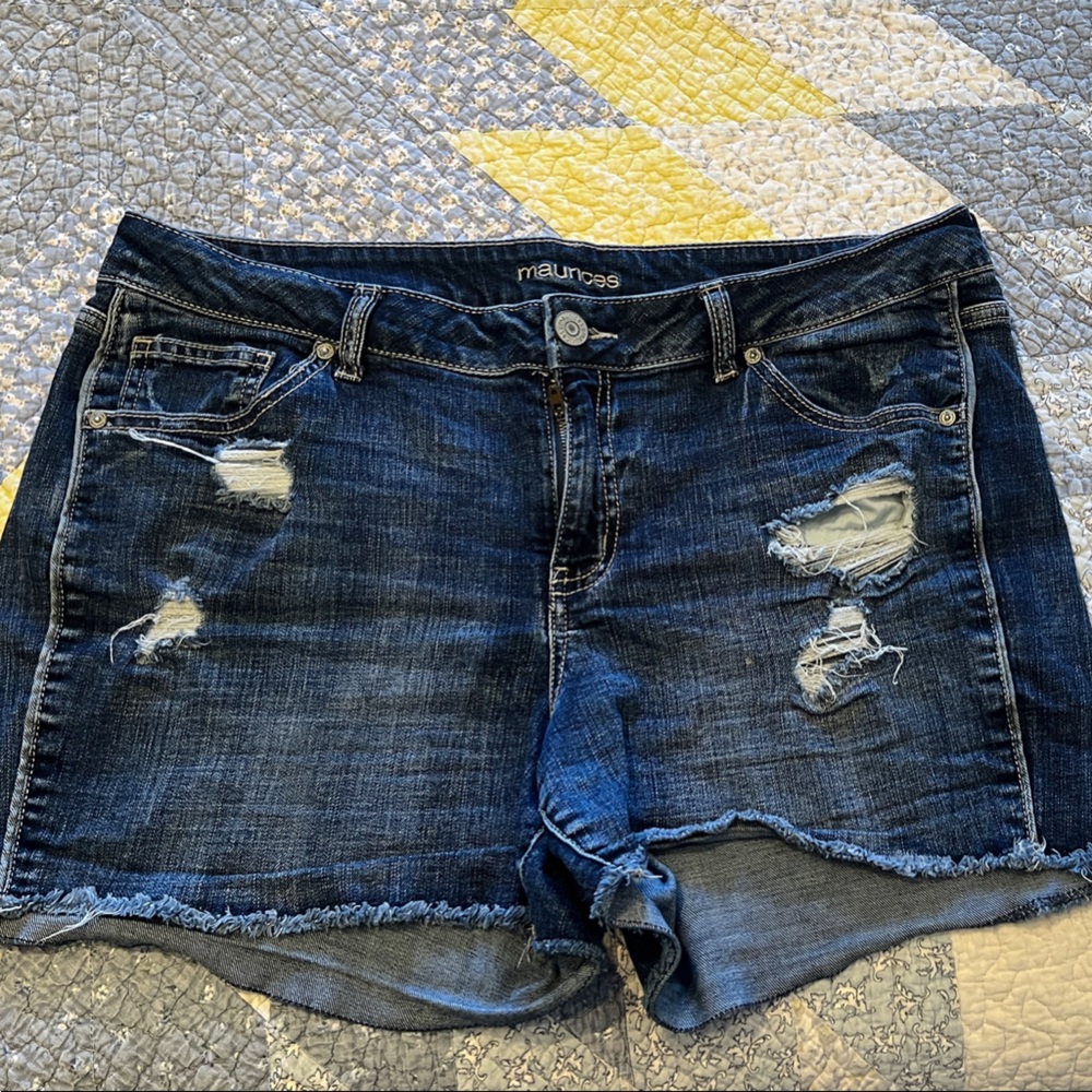 Maurices Distressed Denim Shorts - Dark Blue